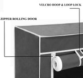 Kuber Industries Foldable Wardrobe for Clothes|Non Woven 2 Door Portable Clothes Rack|4 Shelves Almirah for Clothes (Grey)